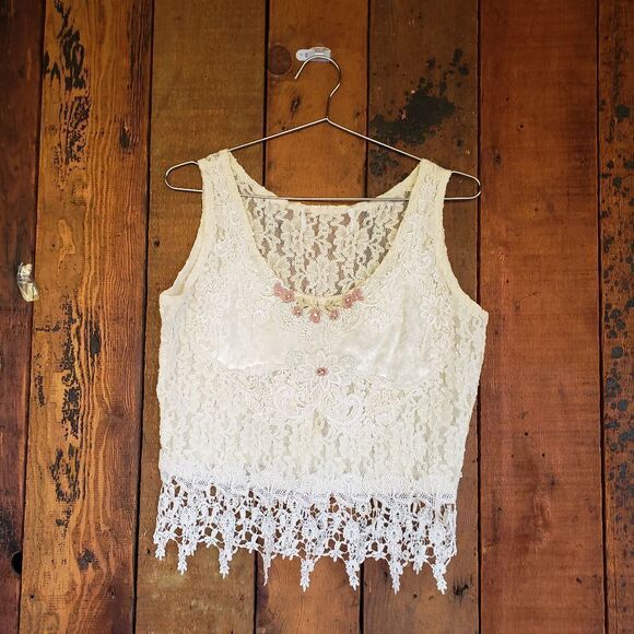 Vintage Romantic Feminine Lace & Velvet Top - Picture 1 of 12